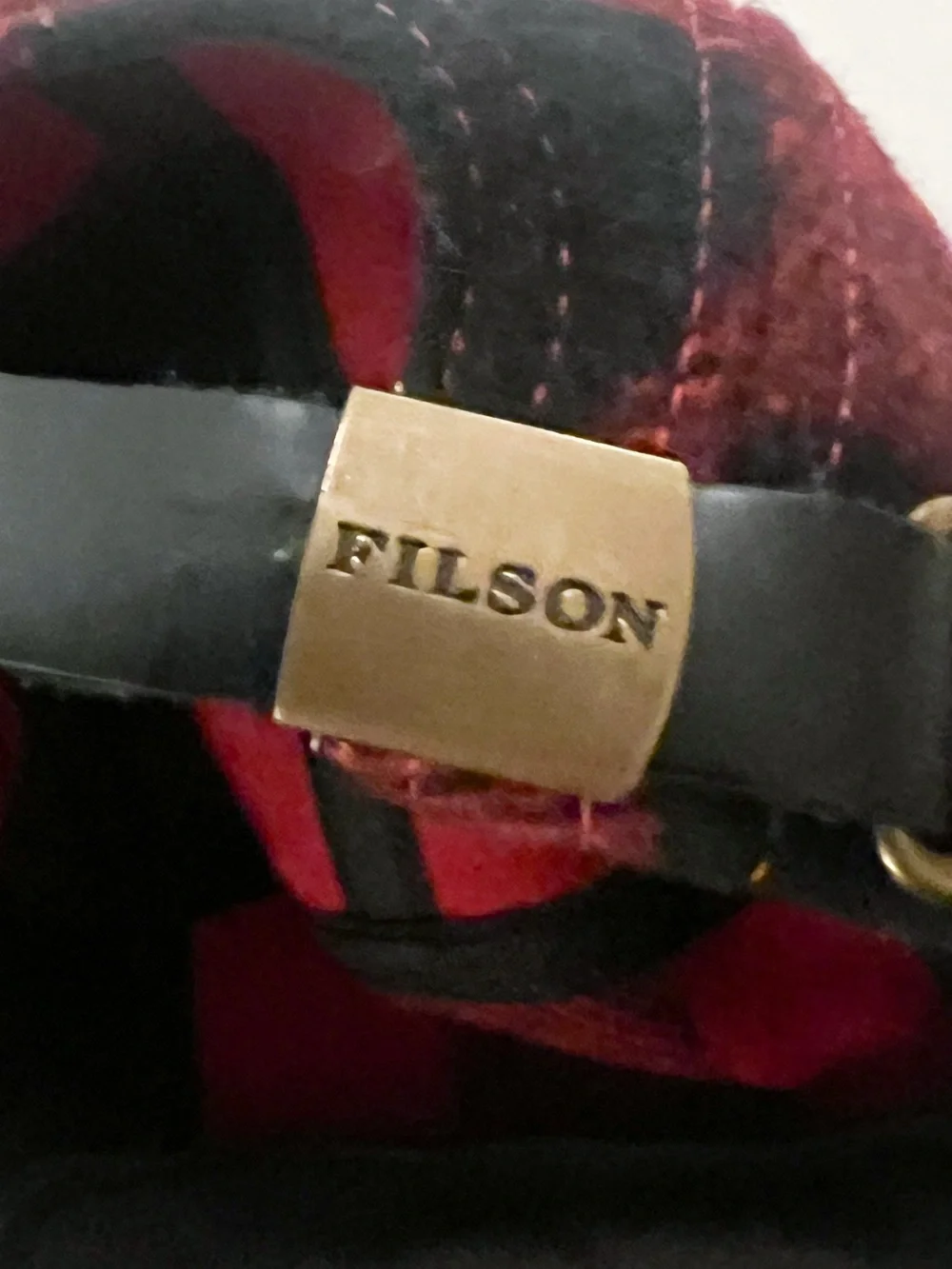 Filson Red and Black Buffalo Plaid Wool Cap